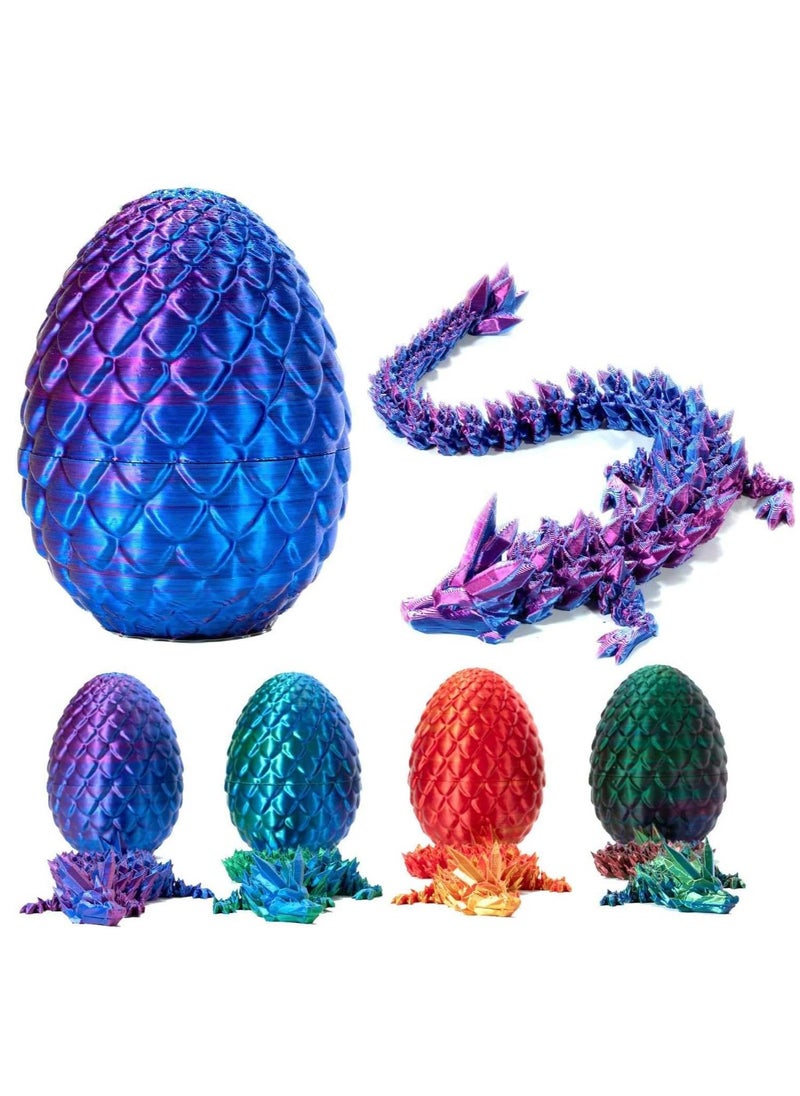 RATSAW - 3D Printed Dragon Dragon Egg Fidget Toy Surprise Articulated Crystal Gem Dragon Mystery Dragon Eggs with Dragon Inside 3D Printed Toys Gift Figurine Decor Laser Purple - Image 1