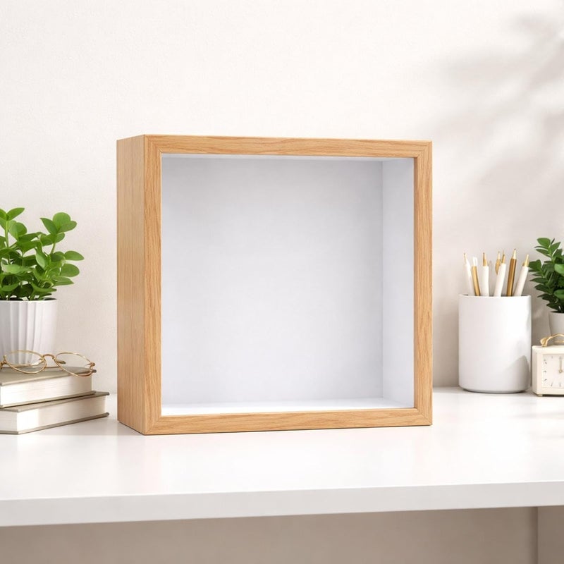 Keepsake Box with Photo Frame, Display Case, Photo Storage, Keepsake Box for Tickets, Stamps, Office, Wedding, 20x20cm - Image 3