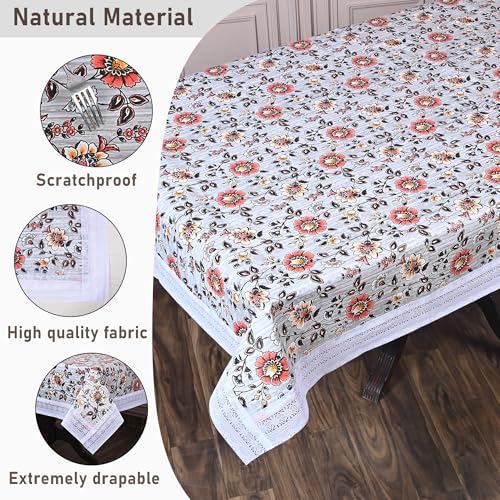 Oriental Weavers OrientalWeavers PVC Dining Table Cover - 60 x 108 in, 8 Seater Table Protector Cover - Rectangle Shape Table Cover with White Side Trim Lace, Stripe Print - Image 3