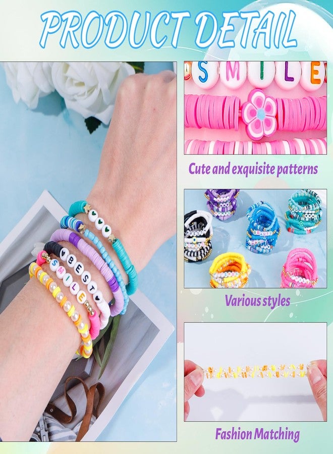 LUYI 48 Pcs 6 Set Preppy Jewelry Bracelets Friendship Beaded Bracelets for Women Clay Bead Colorful Stackable Surfer Heishi Boho Bracelets Y2K Summer Beach Bracelets - Image 5