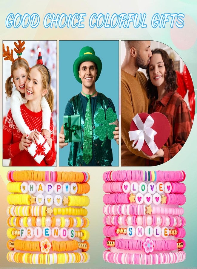 LUYI 48 Pcs 6 Set Preppy Jewelry Bracelets Friendship Beaded Bracelets for Women Clay Bead Colorful Stackable Surfer Heishi Boho Bracelets Y2K Summer Beach Bracelets - Image 4