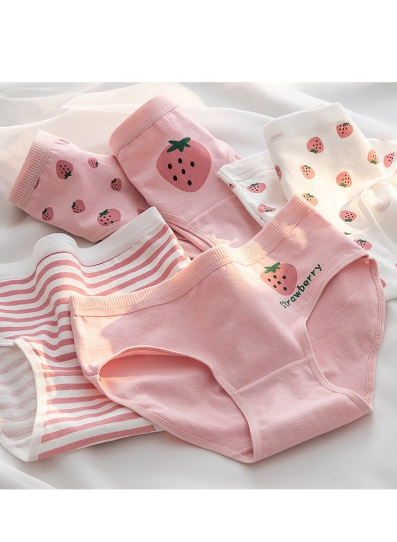 مجموعة من 5 ملابس داخلية قطنية أنيقة بخصر متوسط، ملابس داخلية مريحة وجيدة التهوية للفتيات - Image 1