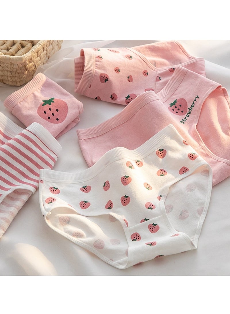 مجموعة من 5 ملابس داخلية قطنية أنيقة بخصر متوسط، ملابس داخلية مريحة وجيدة التهوية للفتيات - Image 2