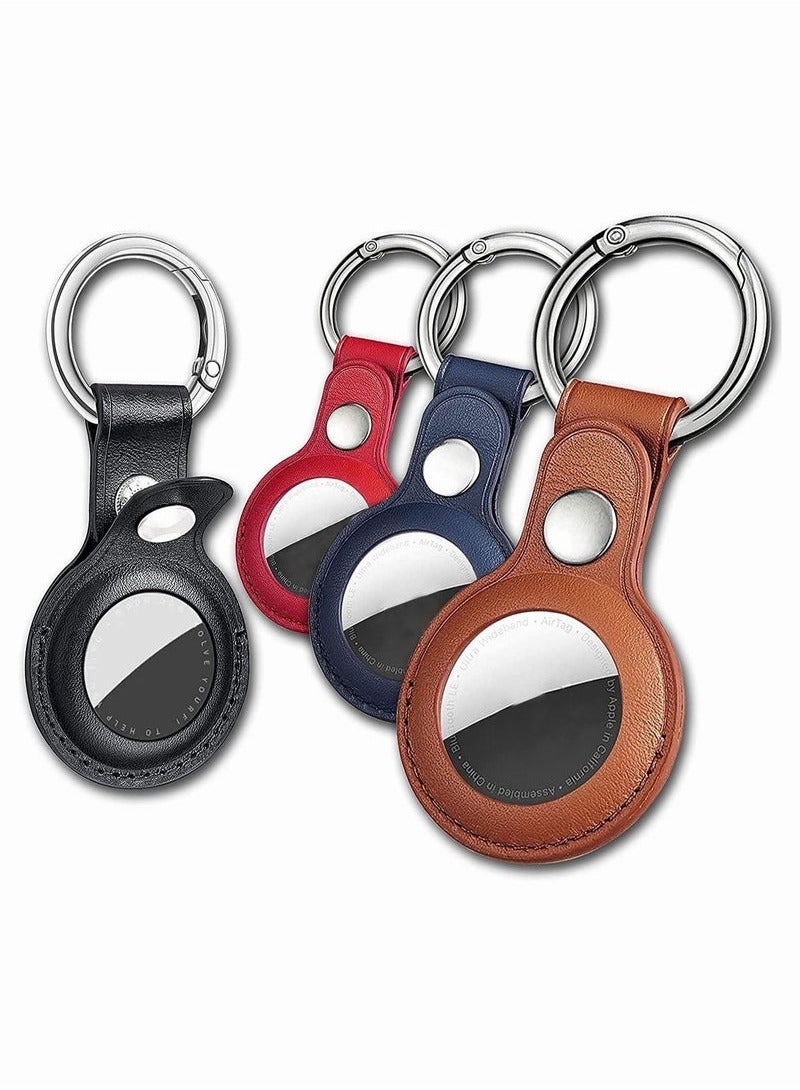 Apple AirTag Keyring 4 Piece Protective Leather Airtag Case Compatible with Apple AirTag  - Image 1