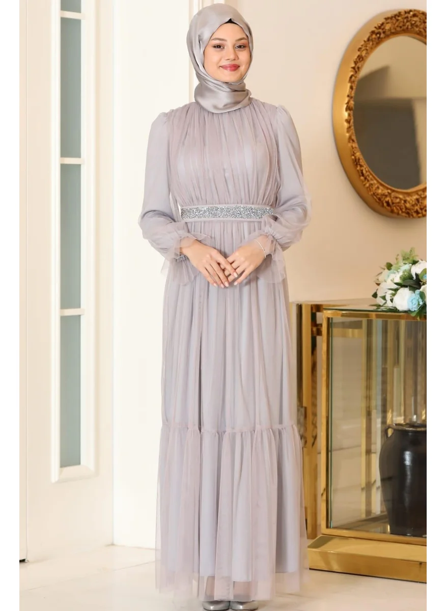 Esilanur Azalea Modest Evening Dress Gray