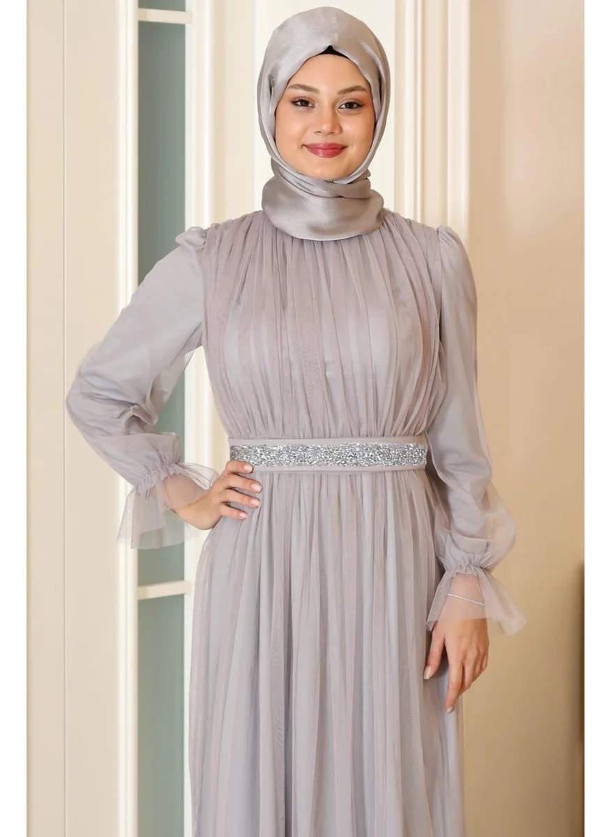 Esilanur Azalea Modest Evening Dress Gray