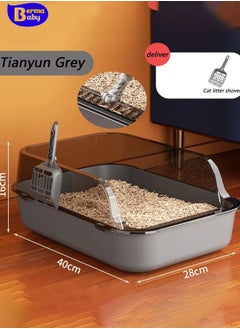 Berma Baby Open Type Cat Litter Box Semi Enclosed Splash Proof and Easy Clean Cat Toilet Cleaning Cat Litter Box with Cat Litter Shovel  - Image 1