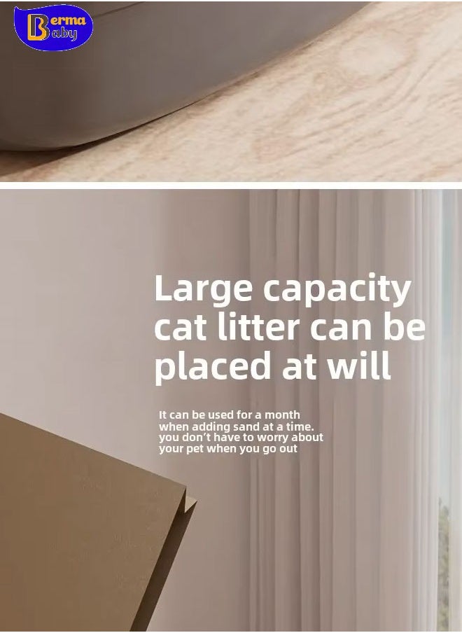 Berma Baby - Open Type Cat Litter Box Semi Enclosed Splash Proof and Easy Clean Cat Toilet Cleaning Cat Litter Box with Cat Litter Shovel - Image 1