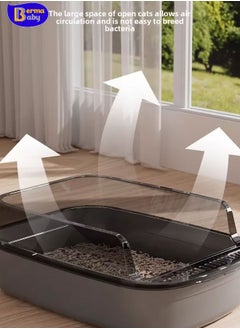 Berma Baby Open Type Cat Litter Box Semi Enclosed Splash Proof and Easy Clean Cat Toilet Cleaning Cat Litter Box with Cat Litter Shovel  - Image 5