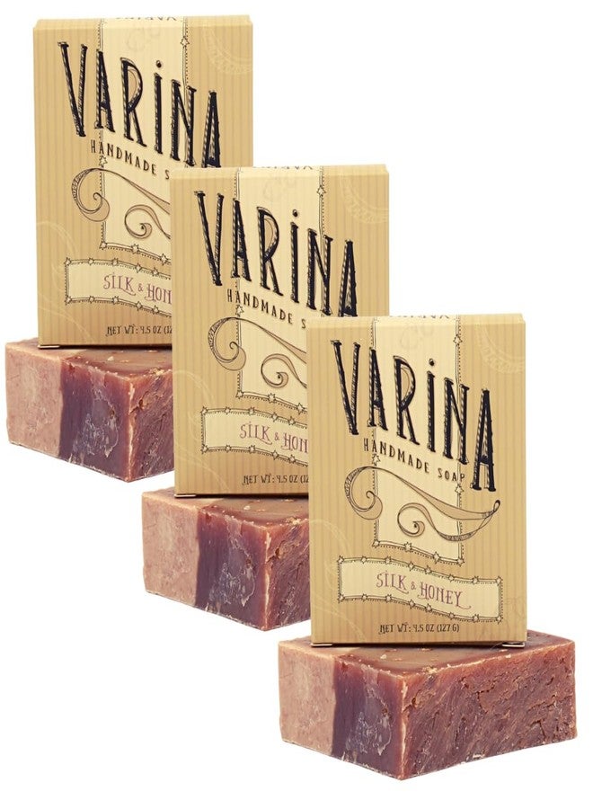 Varina Silk & Honey Soap Bar - Gentle Cleansing for Sensitive Skin, Sweet and Vanilla - 3 Pack Handmade Soap - Image 1