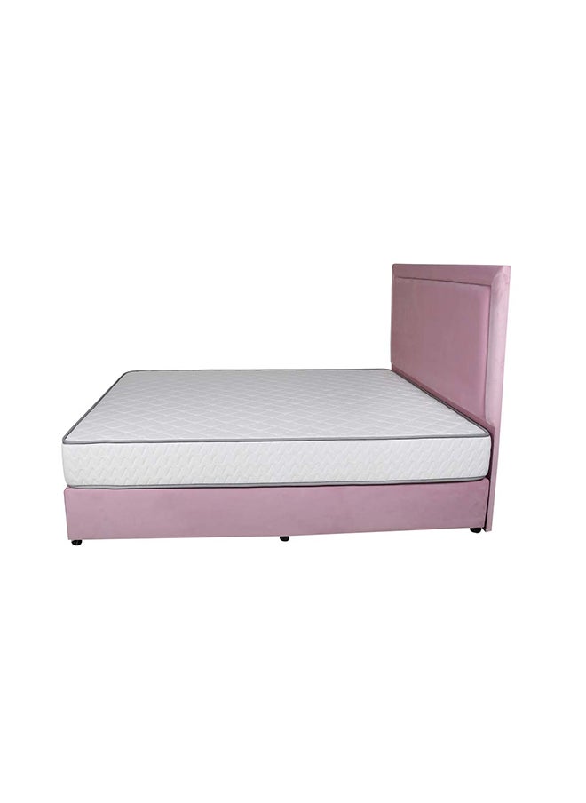 Bed and Mattress Zone Velvetine Upholstered Bed 203 X 120 Twin Size Pink Color, Mattress Size-200x120cm (Mattress sold separately)  - Image 4
