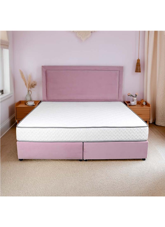 Bed and Mattress Zone Velvetine Upholstered Bed 203 X 120 Twin Size Pink Color, Mattress Size-200x120cm (Mattress sold separately)  - Image 1