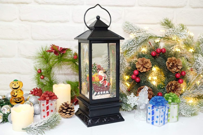 Eldnacele Singing Battery Operated & Plug-in Musical Lighted Christmas Snow Spinning Water Glittering Snow Globe Lantern Home Decoration and Gift, Santa Claus - Image 5