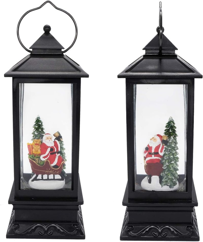Eldnacele Singing Battery Operated & Plug-in Musical Lighted Christmas Snow Spinning Water Glittering Snow Globe Lantern Home Decoration and Gift, Santa Claus - Image 3