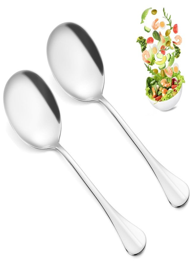 Yuanchu 2 Pcs Large Serving Spoons, Stainless Steel 8 Inch Spoons for Buffet Extra Long Buffet Serving Utensils, Silver Metal Large Spoon Heavy Duty Dishwasher Safe - Image 1