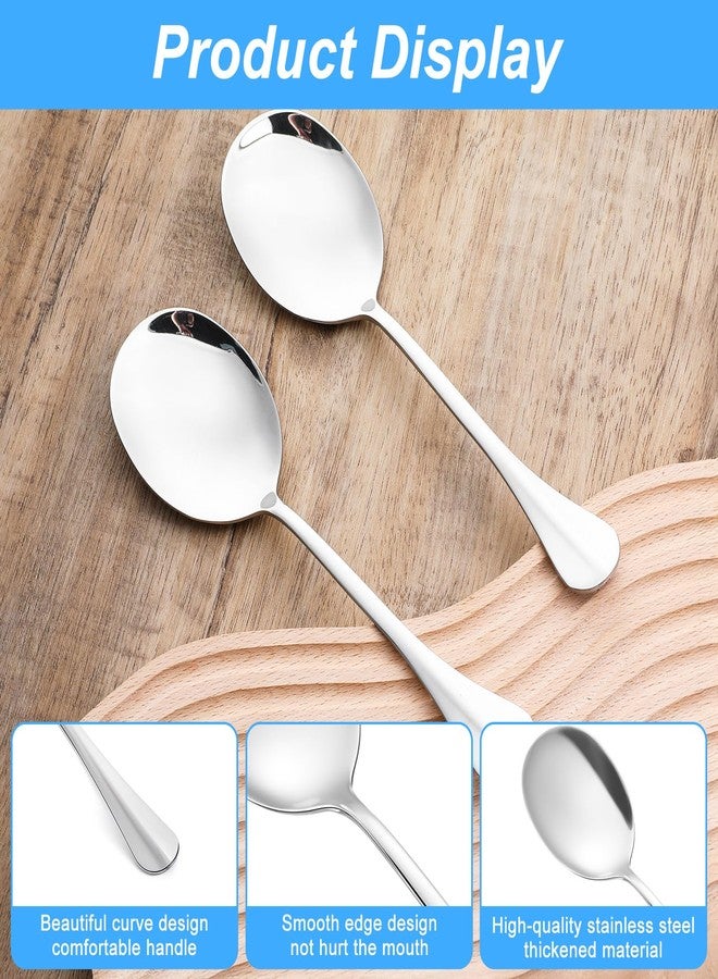 Yuanchu 2 Pcs Large Serving Spoons, Stainless Steel 8 Inch Spoons for Buffet Extra Long Buffet Serving Utensils, Silver Metal Large Spoon Heavy Duty Dishwasher Safe - Image 3