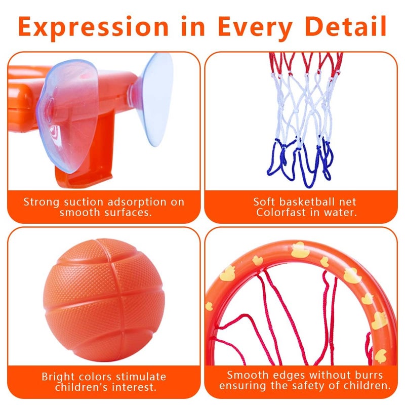 OBTANIM Bathtub Fun Basketball Hoop Balls Set Bathroom Shooting Game Toy for Toddler Kids Children Baby Bath Tub - Image 3