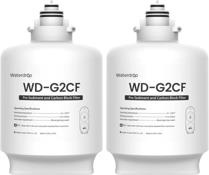 Waterdrop WD-G2CF Filter, Replacement for WD-G2-W, WD-G2-B, WD-G2P600-W Reverse Osmosis System,12-month Lifetime, 2-Pack - Image 1