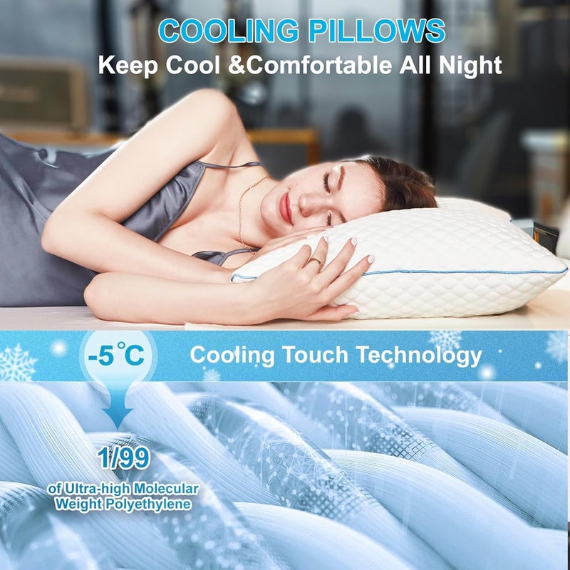VVZ Body Pillow for Adults,Shredded Memory Foam Pillows for Side Sleeping, Pregnant Women, Luxury Cool Adjustable Firm Long Pillow for Bed, Big Large Full Body Pillow for Sleeping,20x54 Inch, White - Image 3