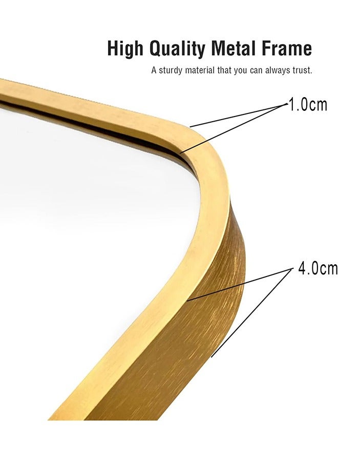 Vparty 70x150cm Full-Length Freestanding & Wall-Mounted Arched Mirror with HD Glass, Gold Aluminum Frame, Adjustable Support Hinge – Modern Floor Mirror, Full Body Mirror for Bedroom, Living Room, Dressing Room, Entryway, Hallway, Stylish Home Decor, Oversized Mirror, Elegant Arched Design, Durable and Versatile Mirror (59"x27.6") - Image 3