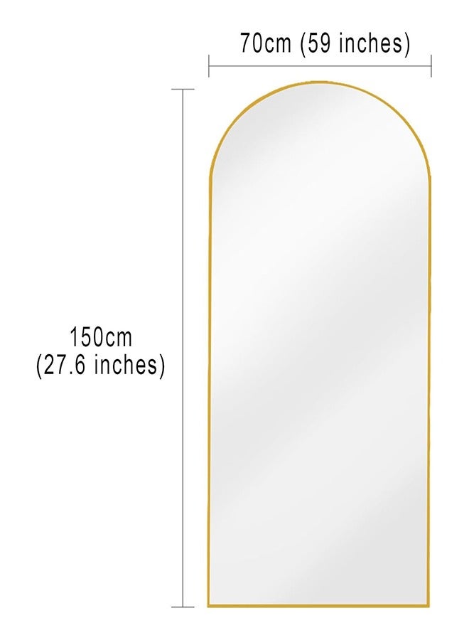 Vparty 70x150cm Full-Length Freestanding & Wall-Mounted Arched Mirror with HD Glass, Gold Aluminum Frame, Adjustable Support Hinge – Modern Floor Mirror, Full Body Mirror for Bedroom, Living Room, Dressing Room, Entryway, Hallway, Stylish Home Decor, Oversized Mirror, Elegant Arched Design, Durable and Versatile Mirror (59"x27.6") - Image 4