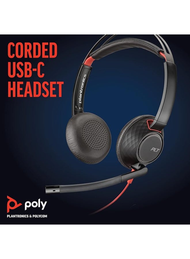 Poly Renewed - Plantronics Blackwire 5220 USB-C Dual Ear Stereo Wired Over Ear Computer Headphones with Mic  - Image 2