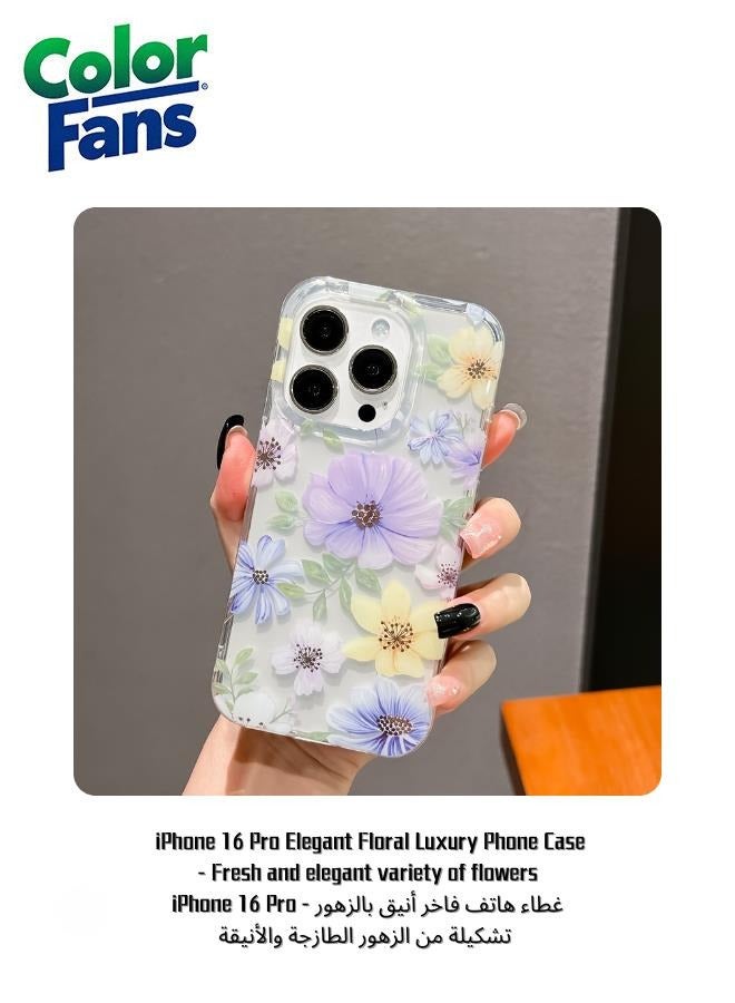 Color Fans iPhone 16 Pro Elegant Floral Luxury Phone Case 