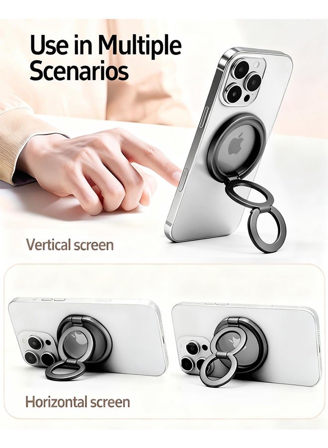 إم إكس إن حامل هاتف مغناطيسي قابل للطي والدوران 360 درجة مصنوع من الألومنيوم بتقنية MagSafe - حامل هاتف مزدوج الدعم، حامل هاتف مغناطيسي قوي محمول للاستخدام على المكتب وفي السيارة - Image 4