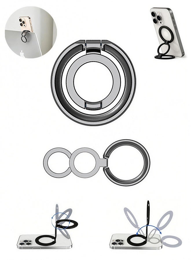 إم إكس إن حامل هاتف مغناطيسي قابل للطي والدوران 360 درجة مصنوع من الألومنيوم بتقنية MagSafe - حامل هاتف مزدوج الدعم، حامل هاتف مغناطيسي قوي محمول للاستخدام على المكتب وفي السيارة - Image 1
