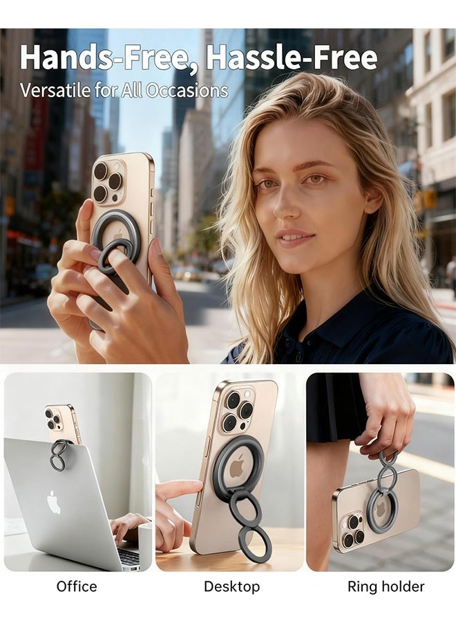 إم إكس إن حامل هاتف مغناطيسي قابل للطي والدوران 360 درجة مصنوع من الألومنيوم بتقنية MagSafe - حامل هاتف مزدوج الدعم، حامل هاتف مغناطيسي قوي محمول للاستخدام على المكتب وفي السيارة - Image 5