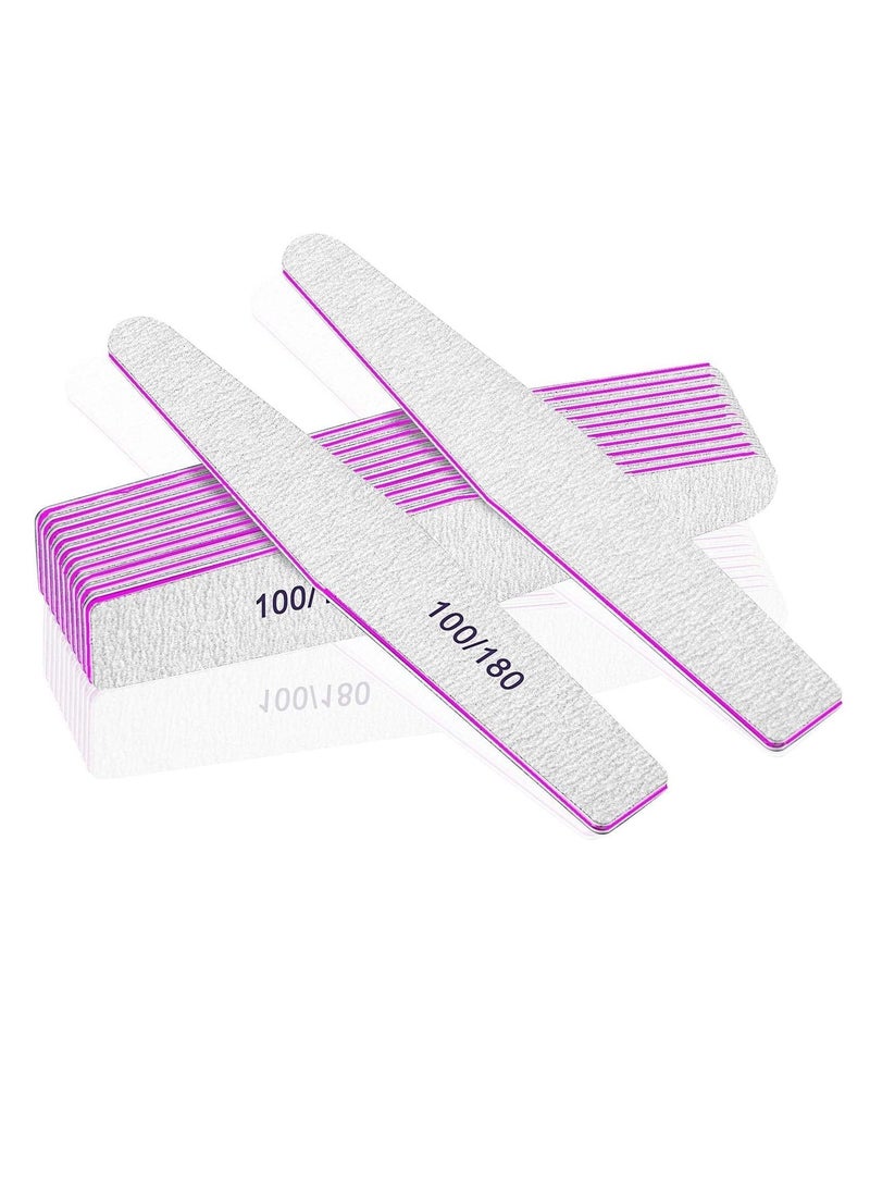 Premify 8pcs Nail File Set, Professional Washable Double-Sided 100/180 Grit Nail Files, Emery Board Manicure Tools For Shining Nails, Shape Your Nails with Smooth Edges  - Image 1