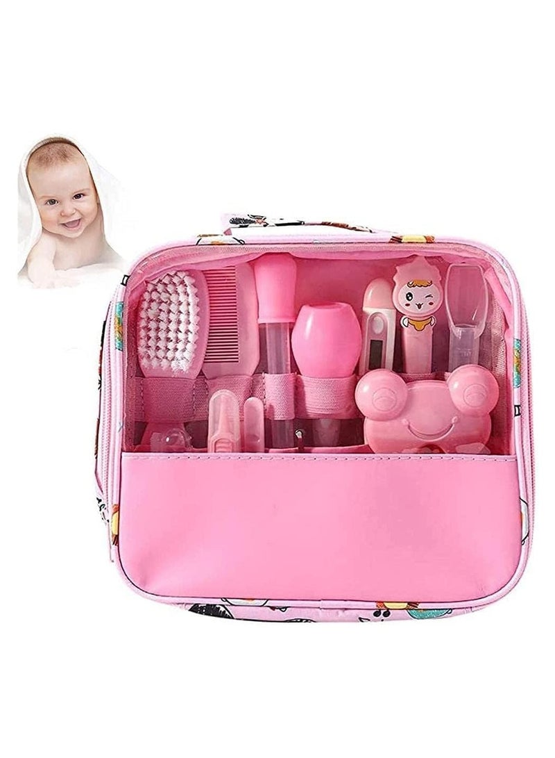بلومنغ تايم مجموعة أدوات العناية بالطفل متعددة الوظائف، مكونة من 13 قطعة مع حقيبة تخزين، لون وردي - Image 3