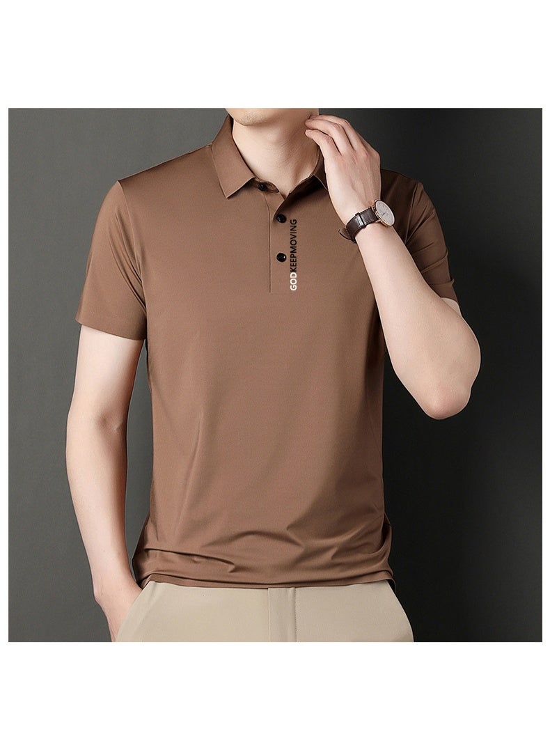 Casual Summer Straight Leg T-Shirt Short Sleeve Turn-down Collar Polo Shirt for Middle-aged Men Business Commuting - Image 2