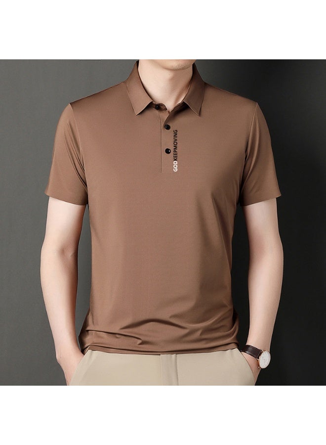 Casual Summer Straight Leg T-Shirt Short Sleeve Turn-down Collar Polo Shirt for Middle-aged Men Business Commuting - Image 1