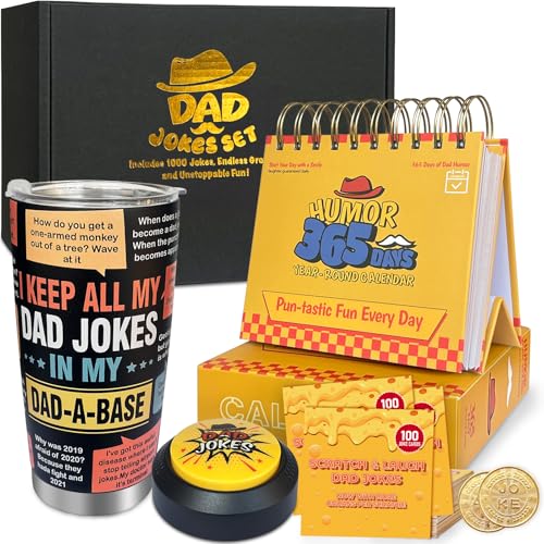 WYZOID Gifts for Dad 1000 Dad Jokes Jokes Button 500 365Day Calendar 100 Scratch Dad Jokes Cards 20oz Tumbler Funny Gift for Dad Husband Or Friends - Image 1