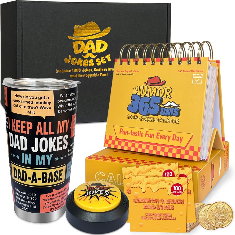 WYZOID Gifts for Dad 1000 Dad Jokes Jokes Button 500 365Day Calendar 100 Scratch Dad Jokes Cards 20oz Tumbler Funny Gift for Dad Husband Or Friends - Image 3