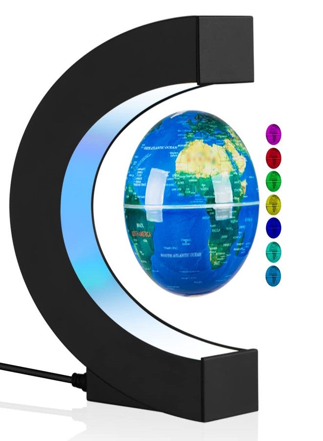 UVEHAS Levitating Globe with LED Lights, Multi-Color Changing Magnetic Levitation Globe Rotating Floating World Map Lamp Office Home Desk Decoration for Friend Birthday Gifts - Image 1