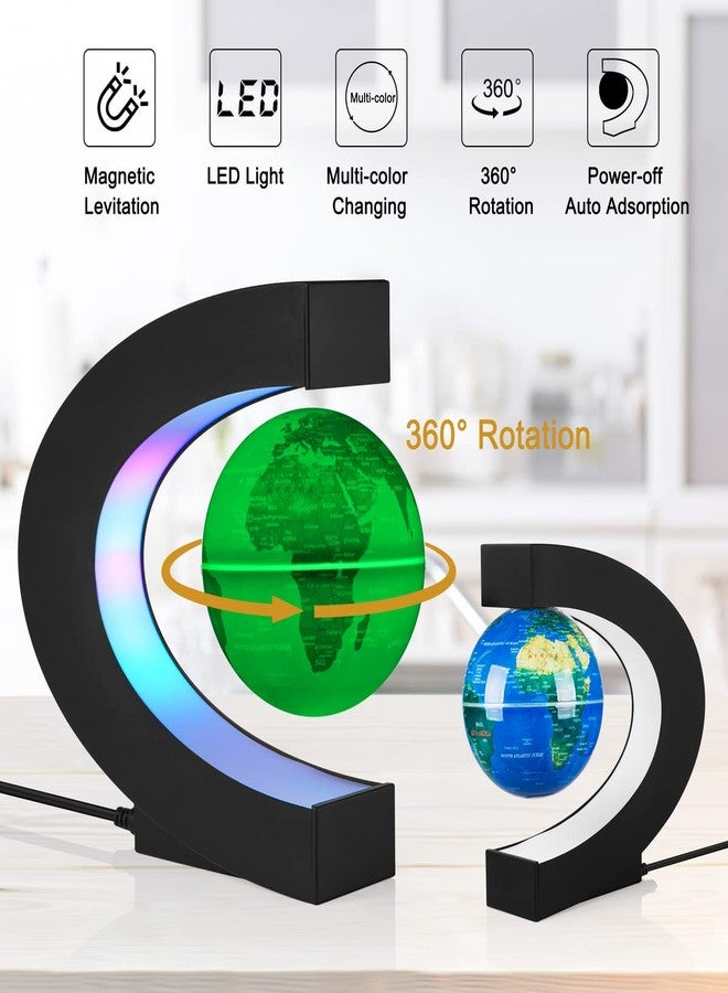 UVEHAS Levitating Globe with LED Lights, Multi-Color Changing Magnetic Levitation Globe Rotating Floating World Map Lamp Office Home Desk Decoration for Friend Birthday Gifts - Image 2