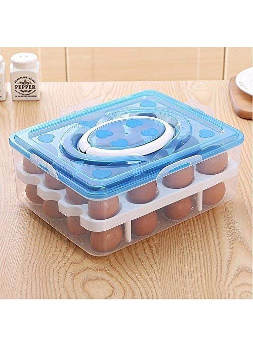 Divik Divik ABS Plastic Double Layer Kitchen Refrigerator 32 Grid Egg Storage Box Standard Size Different Color  - Image 2