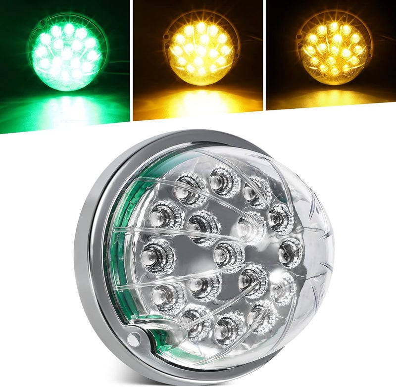 Partsam 1PCS Dual Revolution Amber 17 LED Watermelon Light for Semi Truck Turn Signal and Marker to Green Auxiliary Light - Image 1