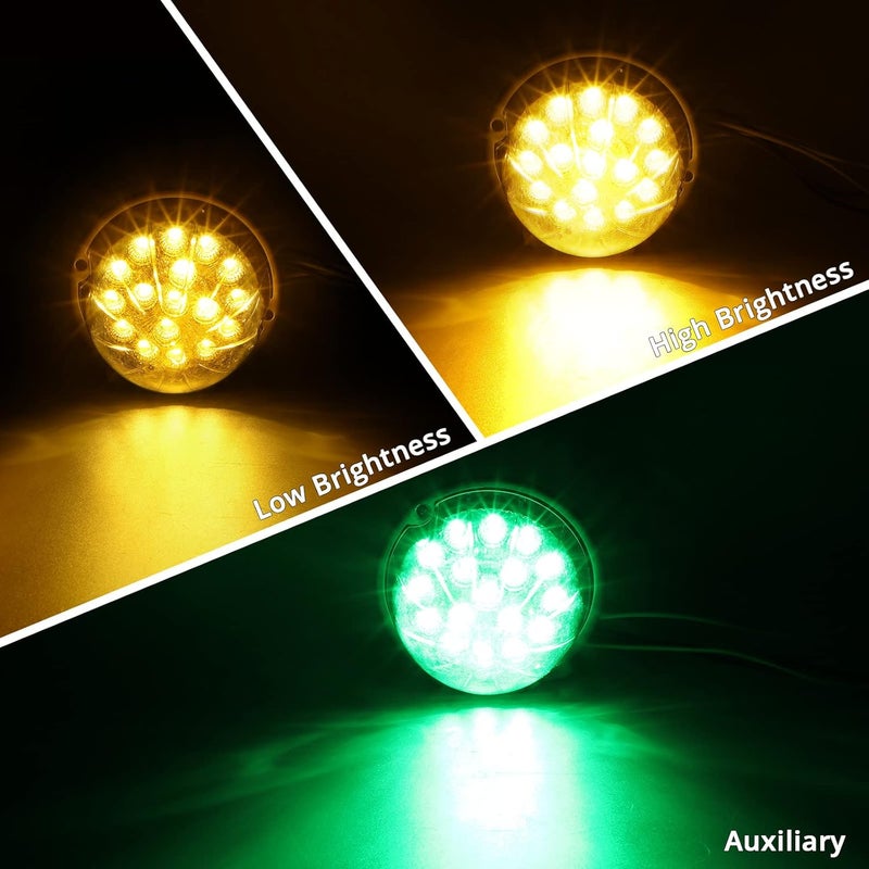 Partsam 1PCS Dual Revolution Amber 17 LED Watermelon Light for Semi Truck Turn Signal and Marker to Green Auxiliary Light - Image 2