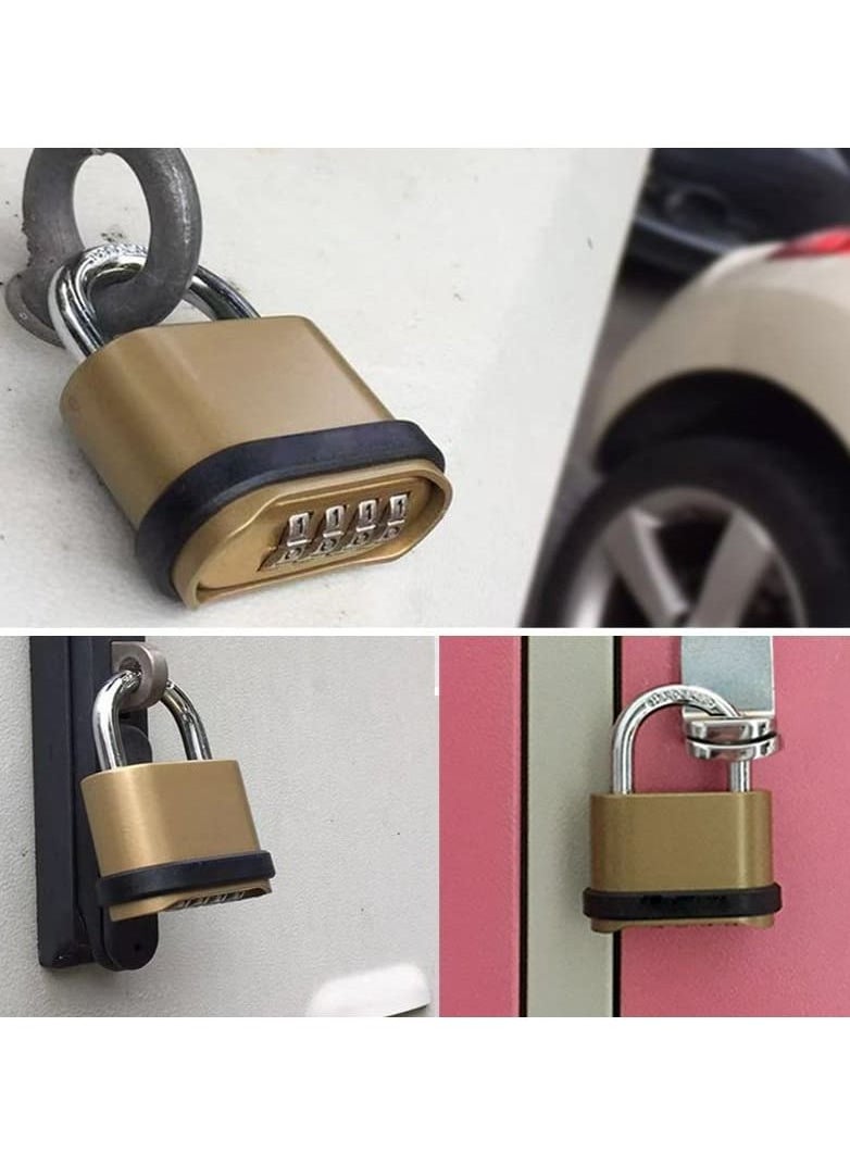 SYOSI 4 Digit Combination Lock, Heavy Duty Outdoor Security Keyless Locks Buckle Design Brass Finish Long Shackle Padlock, for Outdoor Use, Sheds, Locker, Gym, Gate, Mechanical Combination Lock  - Image 5