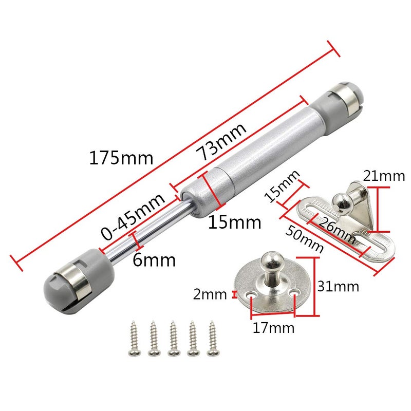 Hxchen 4Pcs 6Inch 30N Hydraulic Support Cabinet Hinge, Soft Close Lid Supports & Buffer Telescopic Cabinet Door Gas Spring Glue Head Supports - Image 3