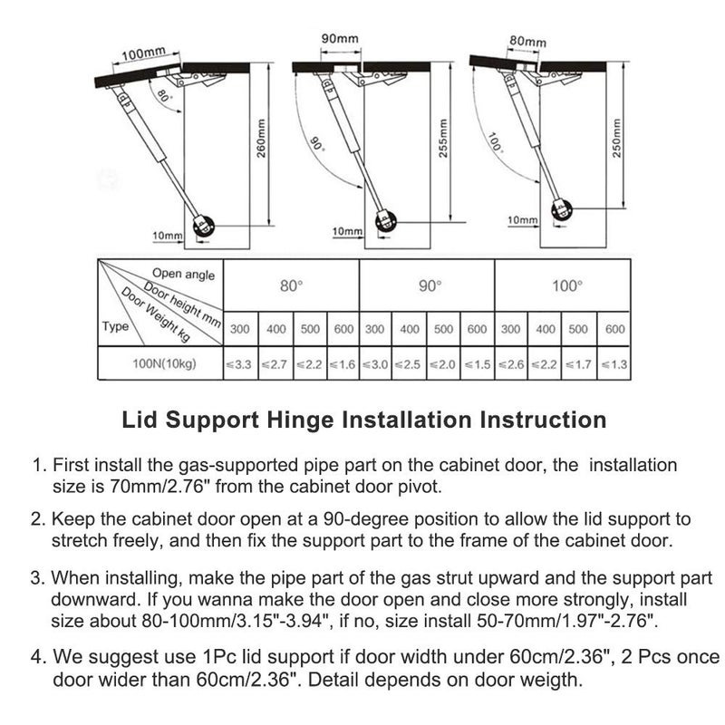 Hxchen 4Pcs 6Inch 30N Hydraulic Support Cabinet Hinge, Soft Close Lid Supports & Buffer Telescopic Cabinet Door Gas Spring Glue Head Supports - Image 4