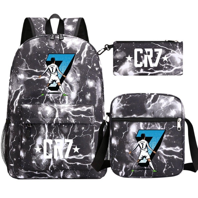 Ronaldo Printed Student Backpack Set with USB Charging Port - Image 1