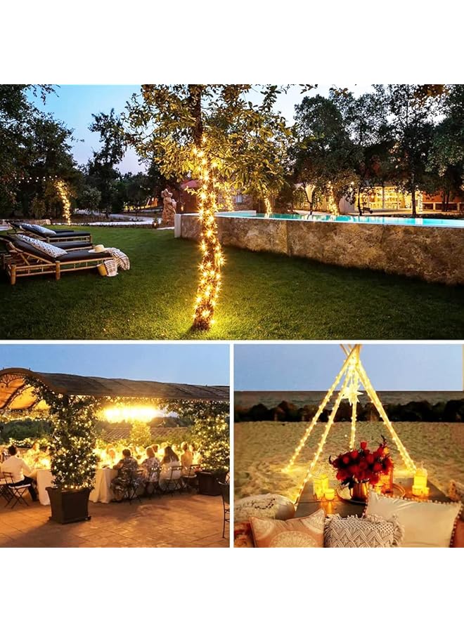 erorex 2 Pack Solar String Lights 200Led 20M Solar Powered Fairy Lights Outdoor 8 Modes Copper Wire Lights Waterproof Decoration For Garden Wedding Party Festival Decor Warm White - Image 3