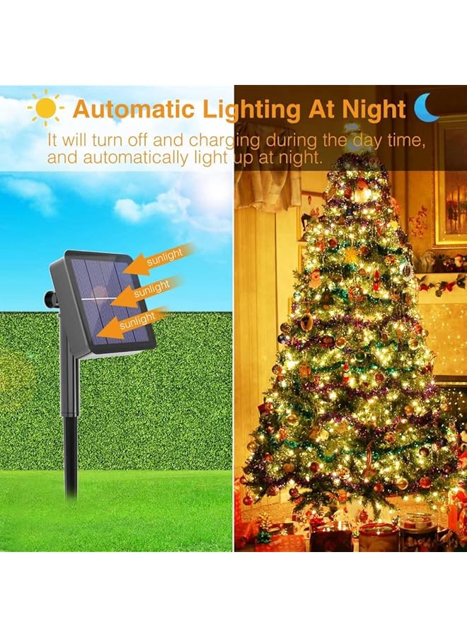 erorex 2 Pack Solar String Lights 200Led 20M Solar Powered Fairy Lights Outdoor 8 Modes Copper Wire Lights Waterproof Decoration For Garden Wedding Party Festival Decor Warm White - Image 5