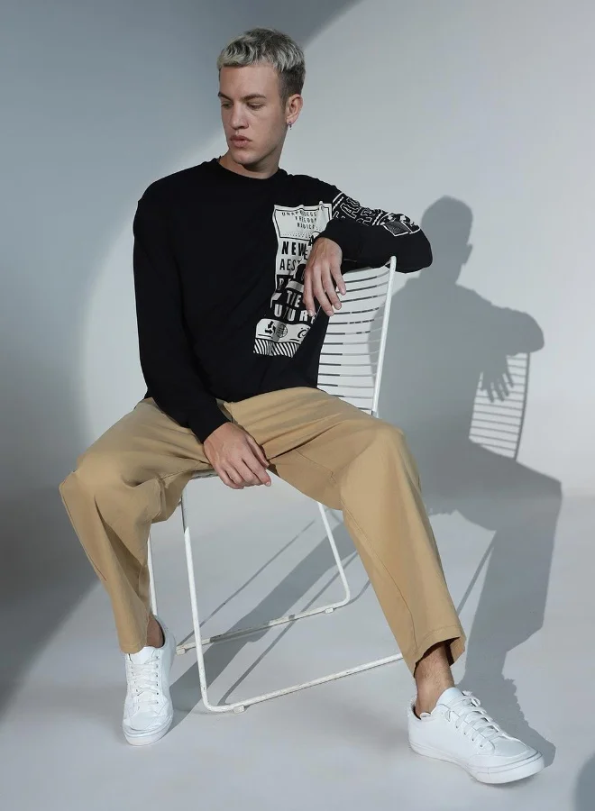 Hubberholme Men Black T-Shirts - Simple and Versatile Everyday Wear