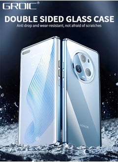 GROIC Magnetic Case for Honor Magic 5 Pro 6.81 Inches, Double Sided HD Tempered Glass Fingerprint Unlock Super Magnetic Adsorption Metal Bumper Frame 360° Full Protective Phone Cover  - Image 2
