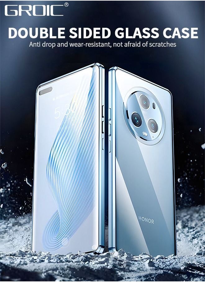 GROIC Magnetic Case for Honor Magic 5 Pro 6.81 Inches, Double Sided HD Tempered Glass Fingerprint Unlock Super Magnetic Adsorption Metal Bumper Frame 360° Full Protective Phone Cover  - Image 2